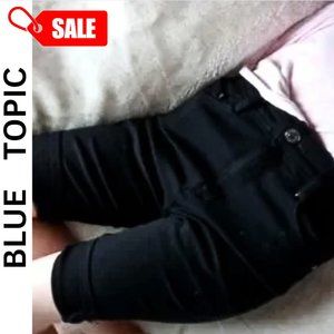 BLUE TOPIC - Black Denim High Waisted Bermuda Shorts